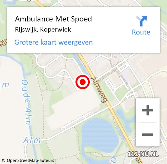 Locatie op kaart van de 112 melding: Ambulance Met Spoed Naar Rijswijk, Koperwiek op 26 februari 2018 03:17