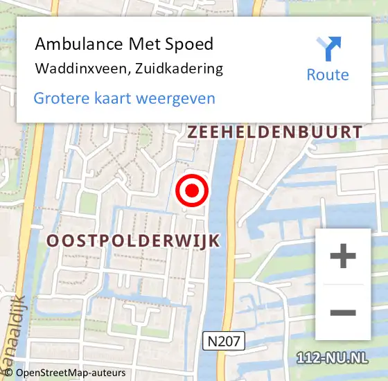 Locatie op kaart van de 112 melding: Ambulance Met Spoed Naar Waddinxveen, Zuidkadering op 26 februari 2018 04:26