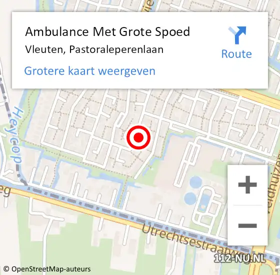 Locatie op kaart van de 112 melding: Ambulance Met Grote Spoed Naar Vleuten, Pastoraleperenlaan op 26 februari 2018 06:14