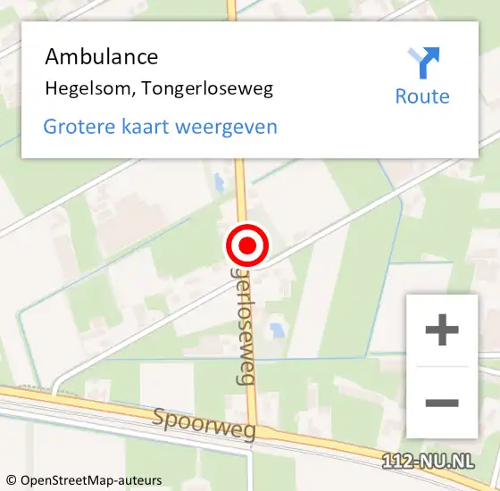 Locatie op kaart van de 112 melding: Ambulance Hegelsom, Tongerloseweg op 17 februari 2014 12:54