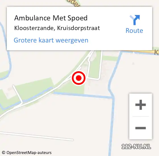 Locatie op kaart van de 112 melding: Ambulance Met Spoed Naar Kloosterzande, Kruisdorpstraat op 26 februari 2018 07:08