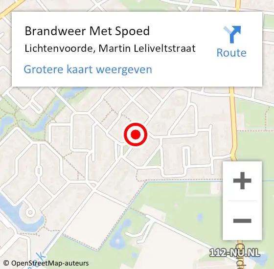 Locatie op kaart van de 112 melding: Brandweer Met Spoed Naar Lichtenvoorde, Martin Leliveltstraat op 26 februari 2018 07:38