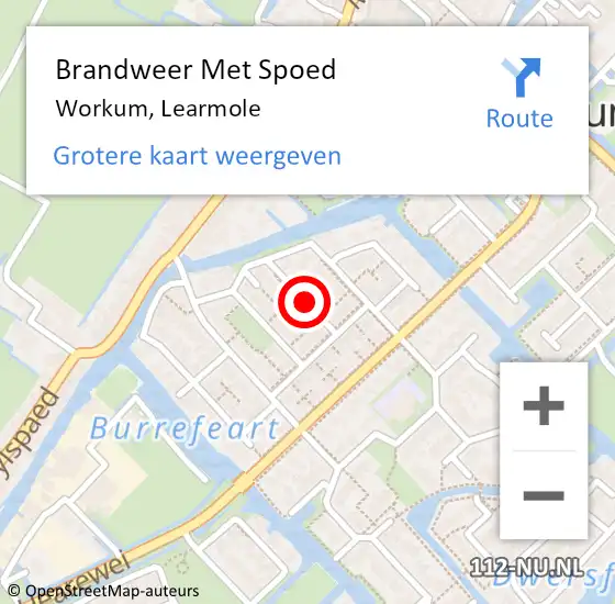 Locatie op kaart van de 112 melding: Brandweer Met Spoed Naar Workum, Learmole op 26 februari 2018 07:38