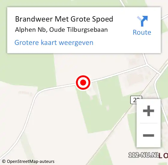 Locatie op kaart van de 112 melding: Brandweer Met Grote Spoed Naar Alphen Nb, Oude Tilburgsebaan op 26 februari 2018 07:39