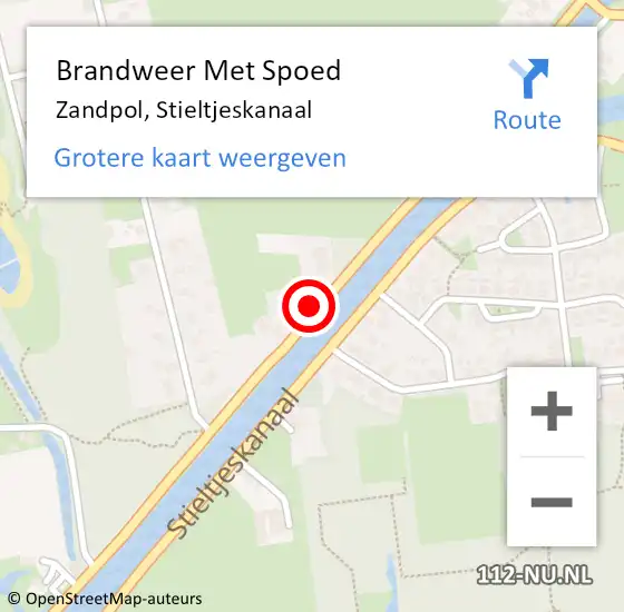 Locatie op kaart van de 112 melding: Brandweer Met Spoed Naar Zandpol, Stieltjeskanaal op 26 februari 2018 08:23