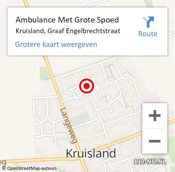 Locatie op kaart van de 112 melding: Ambulance Met Grote Spoed Naar Kruisland, Graaf Engelbrechtstraat op 26 februari 2018 08:40