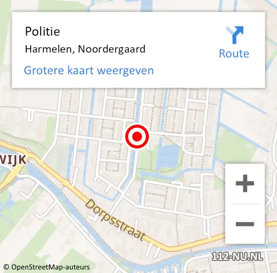 Locatie op kaart van de 112 melding: Politie Harmelen, Noordergaard op 26 februari 2018 08:57