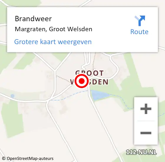 Locatie op kaart van de 112 melding: Brandweer Margraten, Groot Welsden op 26 februari 2018 08:59