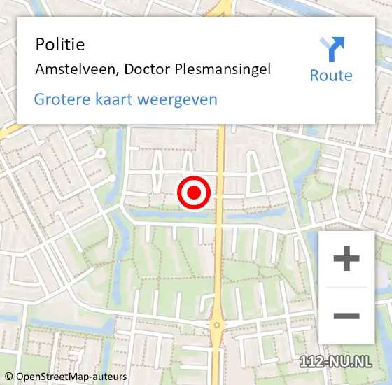 Locatie op kaart van de 112 melding: Politie Amstelveen, Doctor Plesmansingel op 26 februari 2018 09:57