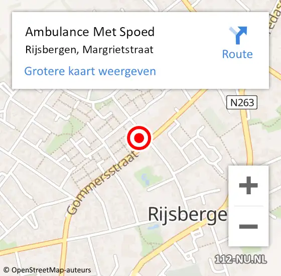 Locatie op kaart van de 112 melding: Ambulance Met Spoed Naar Rijsbergen, Margrietstraat op 26 februari 2018 10:11