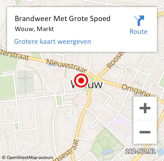 Locatie op kaart van de 112 melding: Brandweer Met Grote Spoed Naar Wouw, Markt op 26 februari 2018 10:37