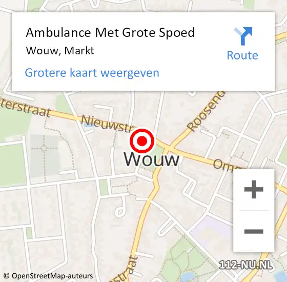 Locatie op kaart van de 112 melding: Ambulance Met Grote Spoed Naar Wouw, Markt op 26 februari 2018 10:37