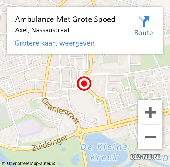 Locatie op kaart van de 112 melding: Ambulance Met Grote Spoed Naar Axel, Nassaustraat op 26 februari 2018 10:53