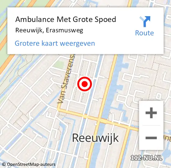 Locatie op kaart van de 112 melding: Ambulance Met Grote Spoed Naar Reeuwijk, Erasmusweg op 26 februari 2018 11:10