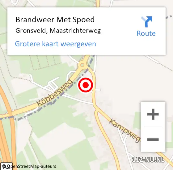 Locatie op kaart van de 112 melding: Brandweer Met Spoed Naar Gronsveld, Maastrichterweg op 26 februari 2018 11:14
