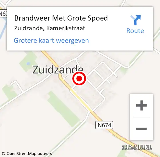 Locatie op kaart van de 112 melding: Brandweer Met Grote Spoed Naar Zuidzande, Kamerikstraat op 26 februari 2018 11:31