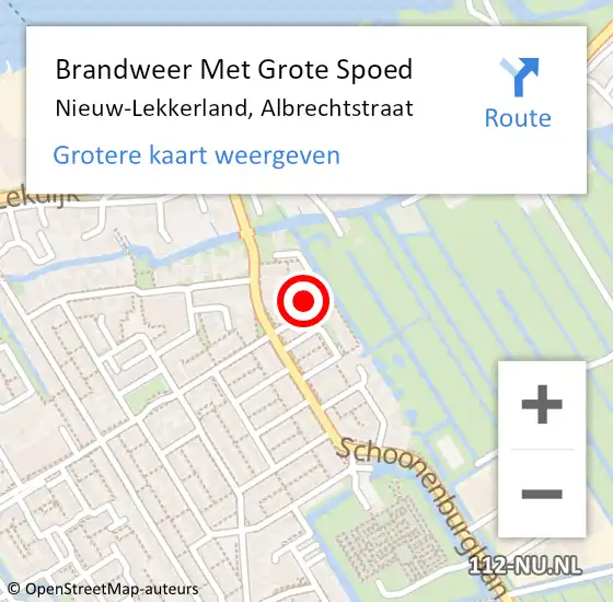 Locatie op kaart van de 112 melding: Brandweer Met Grote Spoed Naar Nieuw-Lekkerland, Albrechtstraat op 26 februari 2018 12:46