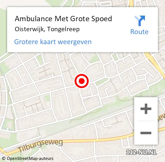 Locatie op kaart van de 112 melding: Ambulance Met Grote Spoed Naar Oisterwijk, Tongelreep op 26 februari 2018 13:01