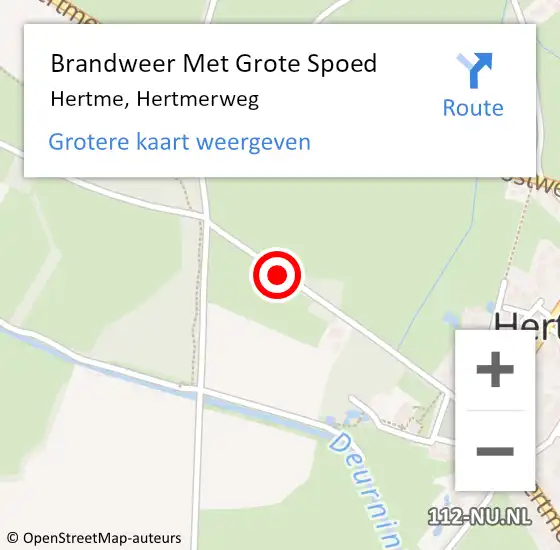 Locatie op kaart van de 112 melding: Brandweer Met Grote Spoed Naar Hertme, Hertmerweg op 26 februari 2018 13:13