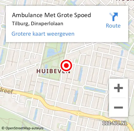 Locatie op kaart van de 112 melding: Ambulance Met Grote Spoed Naar Tilburg, Dinxperlolaan op 26 februari 2018 13:20