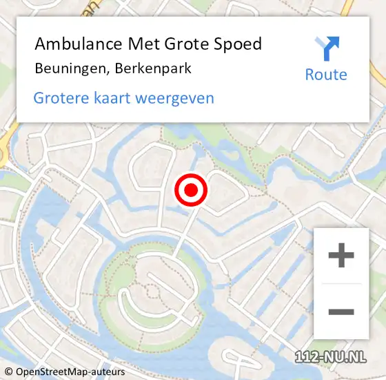 Locatie op kaart van de 112 melding: Ambulance Met Grote Spoed Naar Beuningen, Berkenpark op 26 februari 2018 13:26