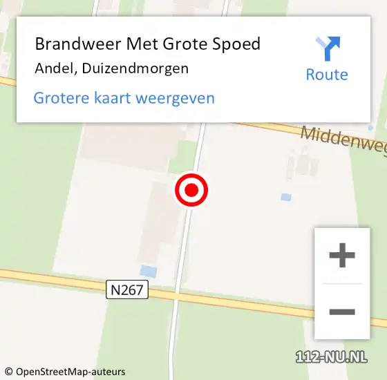 Locatie op kaart van de 112 melding: Brandweer Met Grote Spoed Naar Andel, Duizendmorgen op 26 februari 2018 13:33