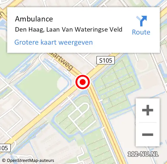 Locatie op kaart van de 112 melding: Ambulance Den Haag, Laan Van Wateringse Veld op 26 februari 2018 14:09