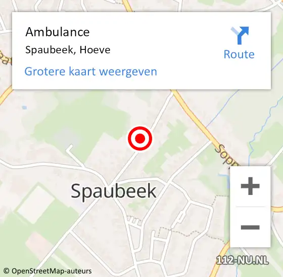 Locatie op kaart van de 112 melding: Ambulance Spaubeek, Hoeve op 17 februari 2014 13:40
