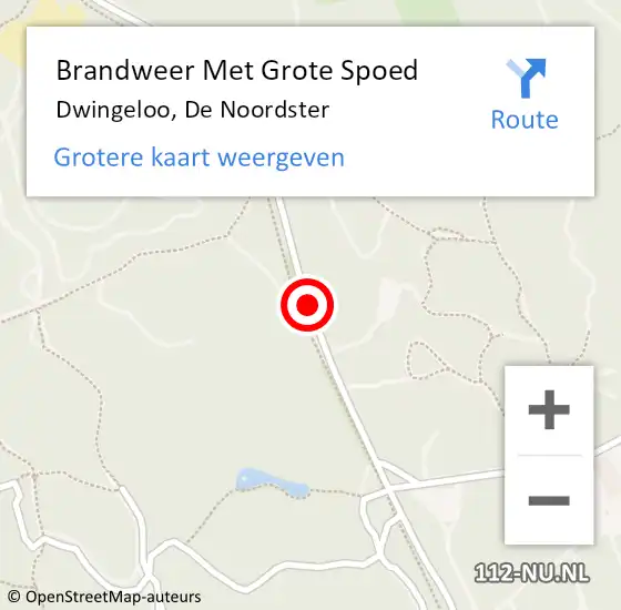 Locatie op kaart van de 112 melding: Brandweer Met Grote Spoed Naar Dwingeloo, De Noordster op 26 februari 2018 14:35