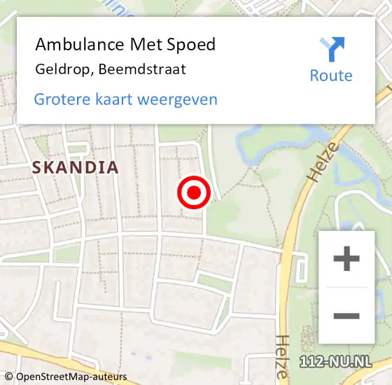 Locatie op kaart van de 112 melding: Ambulance Met Spoed Naar Geldrop, Beemdstraat op 26 februari 2018 14:48