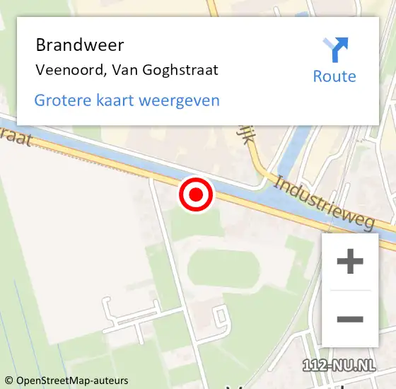 Locatie op kaart van de 112 melding: Brandweer Veenoord, Van Goghstraat op 26 februari 2018 14:57