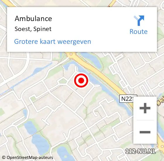 Locatie op kaart van de 112 melding: Ambulance Soest, Spinet op 26 februari 2018 15:33