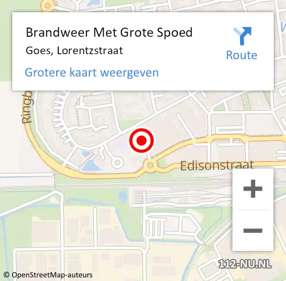 Locatie op kaart van de 112 melding: Brandweer Met Grote Spoed Naar Goes, Lorentzstraat op 26 februari 2018 16:20