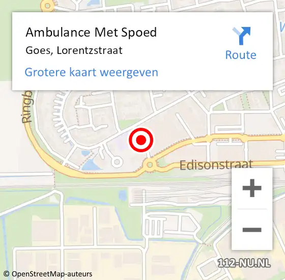 Locatie op kaart van de 112 melding: Ambulance Met Spoed Naar Goes, Lorentzstraat op 26 februari 2018 16:21