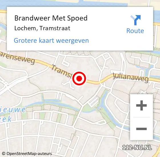 Locatie op kaart van de 112 melding: Brandweer Met Spoed Naar Lochem, Tramstraat op 26 februari 2018 17:05