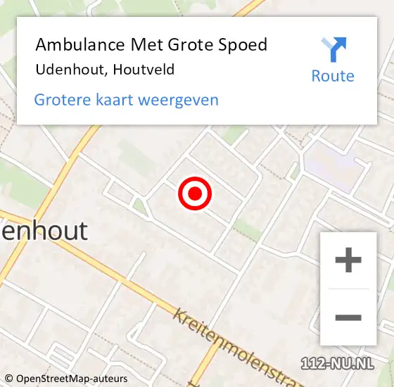 Locatie op kaart van de 112 melding: Ambulance Met Grote Spoed Naar Udenhout, Houtveld op 26 februari 2018 17:05