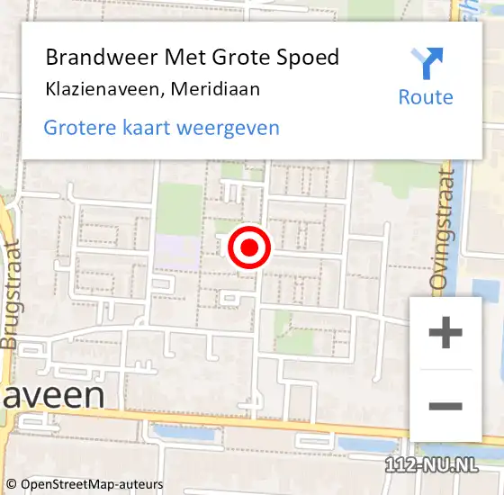 Locatie op kaart van de 112 melding: Brandweer Met Grote Spoed Naar Klazienaveen, Meridiaan op 26 februari 2018 17:26