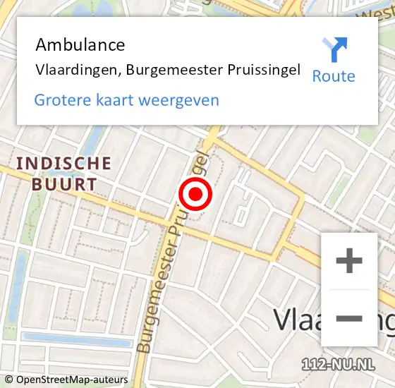 Locatie op kaart van de 112 melding: Ambulance Vlaardingen, Burgemeester Pruissingel op 26 februari 2018 18:03
