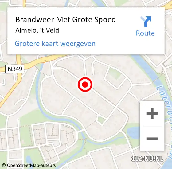 Locatie op kaart van de 112 melding: Brandweer Met Grote Spoed Naar Almelo, 't Veld op 26 februari 2018 18:12