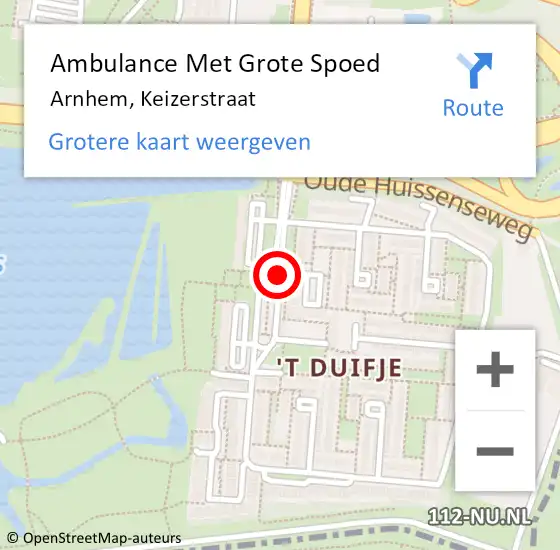 Locatie op kaart van de 112 melding: Ambulance Met Grote Spoed Naar Arnhem, Keizerstraat op 26 februari 2018 18:48