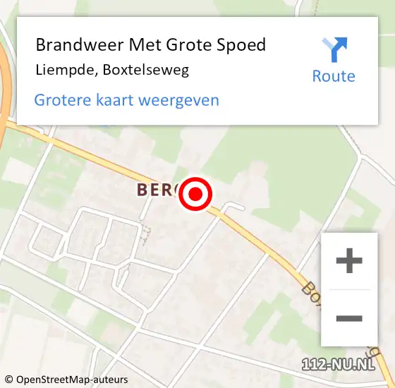 Locatie op kaart van de 112 melding: Brandweer Met Grote Spoed Naar Liempde, Boxtelseweg op 26 februari 2018 18:57