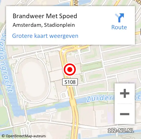 Locatie op kaart van de 112 melding: Brandweer Met Spoed Naar Amsterdam, Stadionplein op 26 februari 2018 19:29