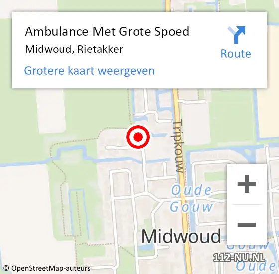 Locatie op kaart van de 112 melding: Ambulance Met Grote Spoed Naar Midwoud, Rietakker op 17 februari 2014 14:10