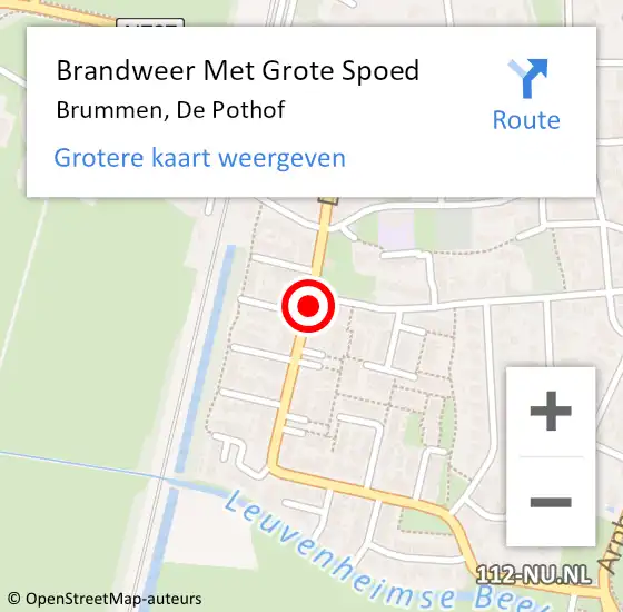 Locatie op kaart van de 112 melding: Brandweer Met Grote Spoed Naar Brummen, De Pothof op 26 februari 2018 20:46