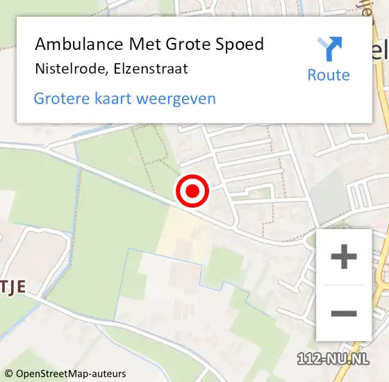 Locatie op kaart van de 112 melding: Ambulance Met Grote Spoed Naar Nistelrode, Elzenstraat op 26 februari 2018 20:57