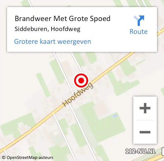 Locatie op kaart van de 112 melding: Brandweer Met Grote Spoed Naar Siddeburen, Hoofdweg op 26 februari 2018 21:03