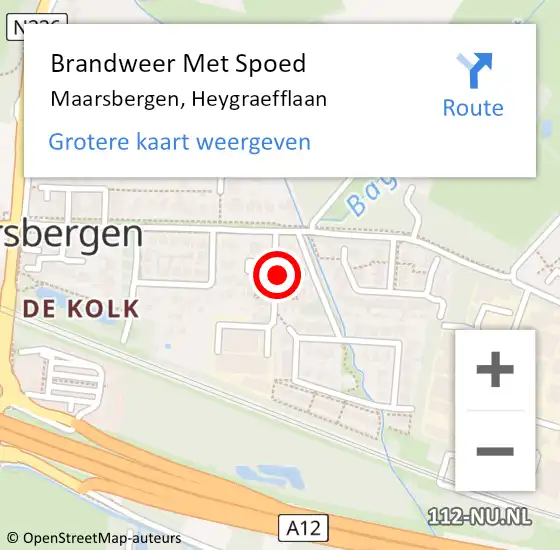 Locatie op kaart van de 112 melding: Brandweer Met Spoed Naar Maarsbergen, Heygraefflaan op 26 februari 2018 21:05