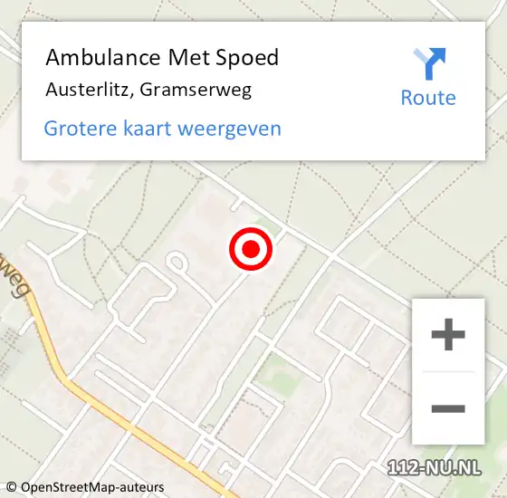 Locatie op kaart van de 112 melding: Ambulance Met Spoed Naar Austerlitz, Gramserweg op 26 februari 2018 21:21