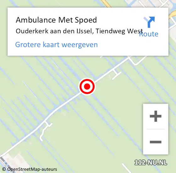 Locatie op kaart van de 112 melding: Ambulance Met Spoed Naar Ouderkerk aan den IJssel, Tiendweg West op 26 februari 2018 22:01