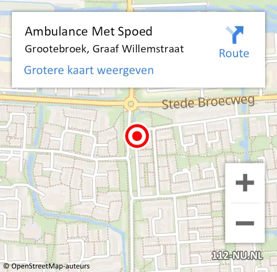 Locatie op kaart van de 112 melding: Ambulance Met Spoed Naar Grootebroek, Graaf Willemstraat op 26 februari 2018 22:10